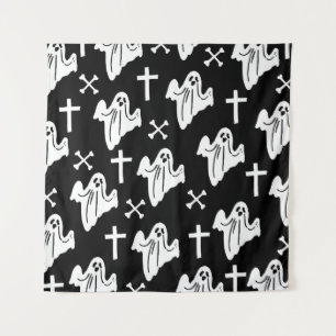 Halloween Hand Drawn Pattern Background Tapestry