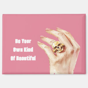 Halloween Hand Pink Nail Polish Skull Ring Magnet