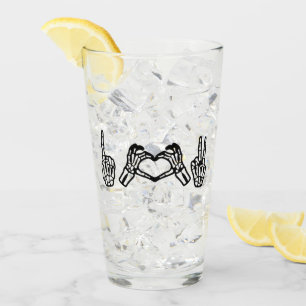 Halloween Hand Sign Language I Heart Peace Glass