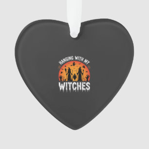Halloween Hanging With My Witches Vintage Moon Ornament