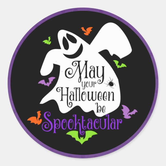 Halloween - Happy Ghost Spooktacular Classic Round Sticker (Front)