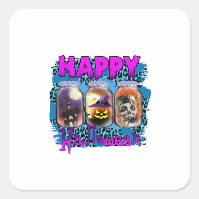 Halloween Happy Halloween Birthday Square Sticker (Front)