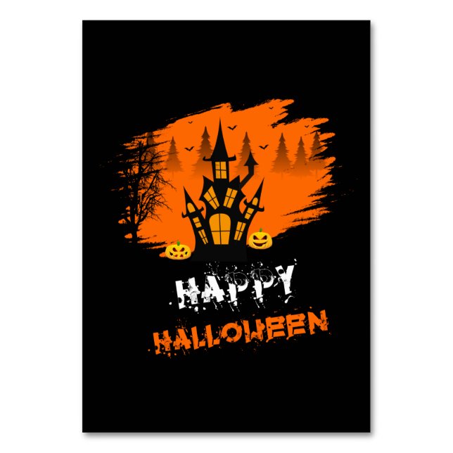 Halloween Happy Halloween Birthday Table Number (Front)