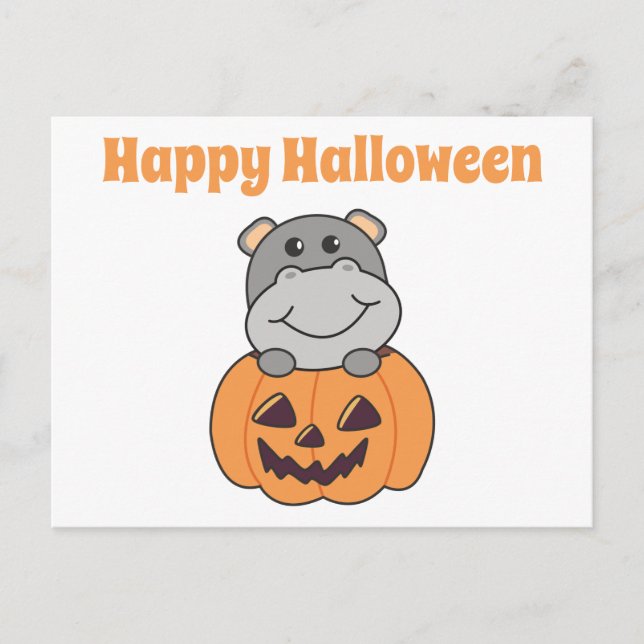 Halloween Happy Halloween Hippo Card (Front)