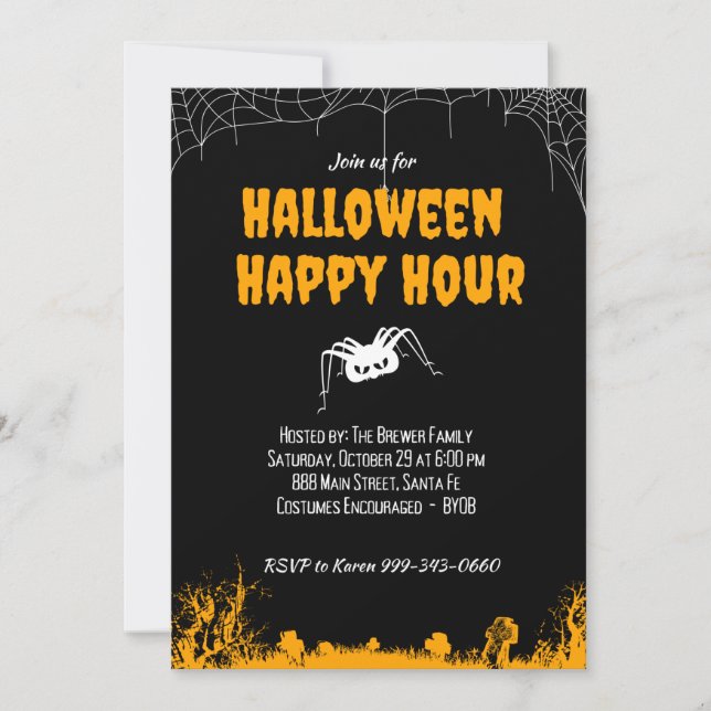 Halloween Happy Hour Invitation - Customisable (Front)