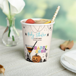 Halloween Happy Hour Pumpkin Cocktail Baby Shower Paper Cups