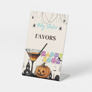 Halloween Happy Hour Pumpkin Cocktail Baby Shower Pedestal Sign
