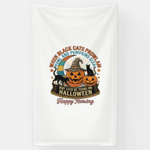 Halloween Happy Nursing Black Cats Pumpkins Witch Banner