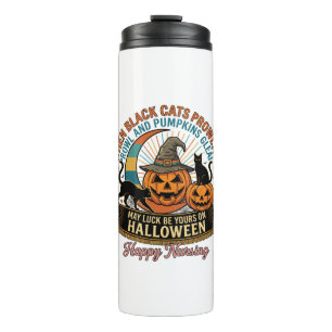 Halloween Happy Nursing Black Cats Pumpkins Witch Thermal Tumbler