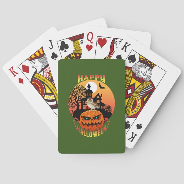 Halloween Happy Pumpkin Halloween Playing Cards (Back)