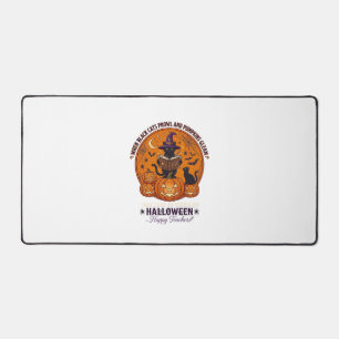 Halloween Happy Teacher Black Cat Witch Hat Pumpki Desk Mat