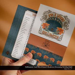 Halloween Hard Word Search Business Giveaway Holiday Card