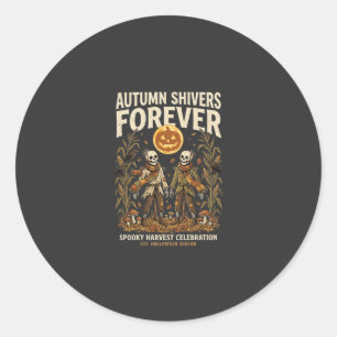 Halloween Harvest Bone Embrace Classic Round Sticker
