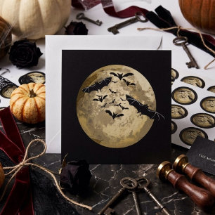 Halloween Harvest Full Moon And Night Flight Bats Card