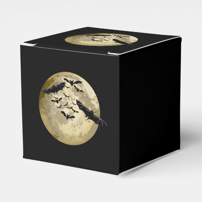 Halloween Harvest Full Moon And Night Flight Bats Favour Box (Front Side)