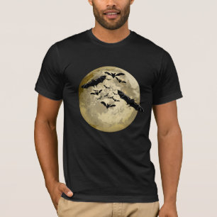 Halloween Harvest Full Moon And Night Flight Bats T-Shirt