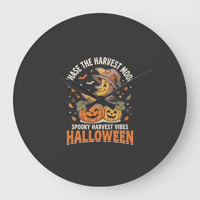 Halloween Harvest Moon Delight Large Clock (Front)