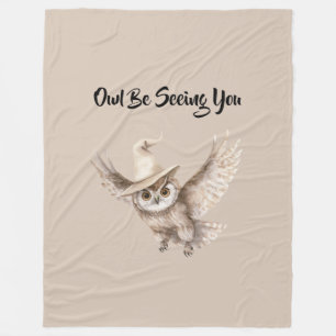 Halloween Hat Owl Be Seeing You Fleece Blanket