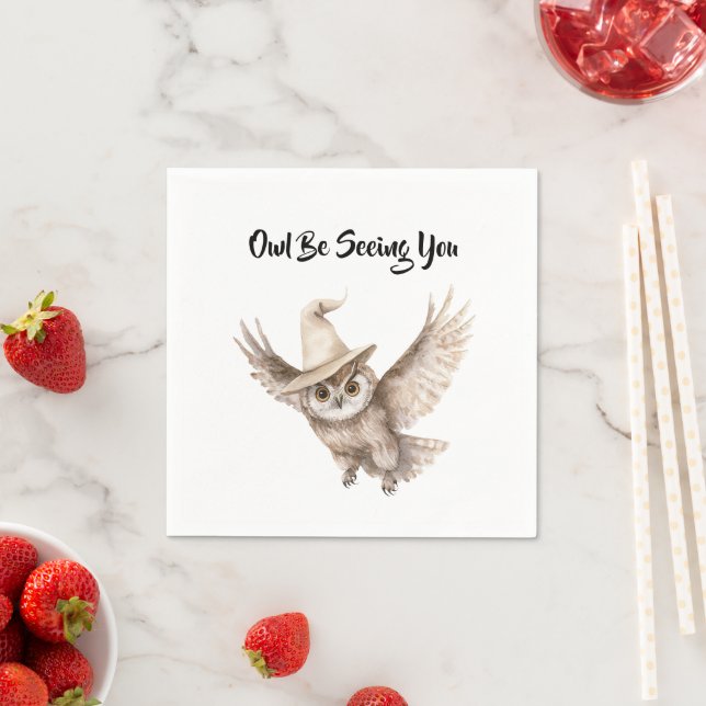 Halloween Hat Owl Be Seeing You Napkin (Insitu)