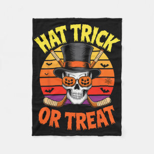 Halloween Hat Trick Or Treat Ice Hockey Skull Fleece Blanket