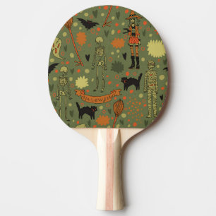Halloween Haunt: Spooky Vintage Mix Ping Pong Paddle
