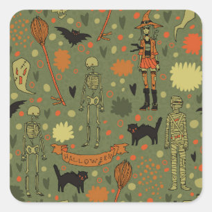 Halloween Haunt: Spooky Vintage Mix Square Sticker