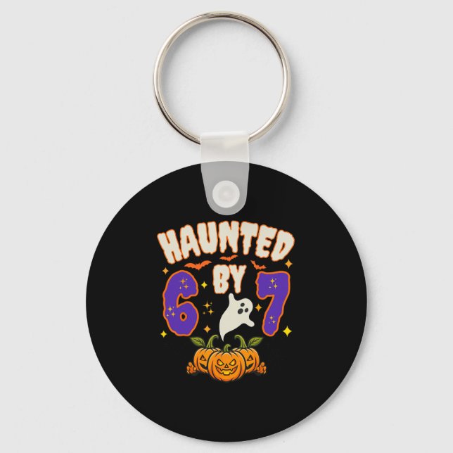 Halloween Haunted 67 Number 67 Six Seven Meme Funn Key Ring (Front)