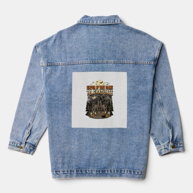 Halloween Haunted Academy Night Denim Jacket (Back)