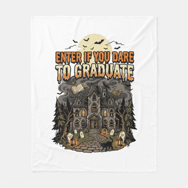 Halloween Haunted Academy Night Fleece Blanket (Front)