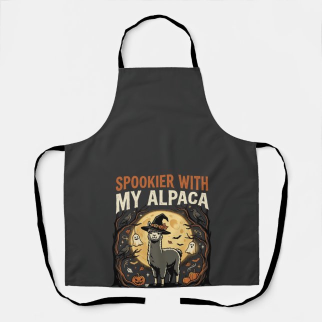 Halloween Haunted Alpaca Night Apron (Front)