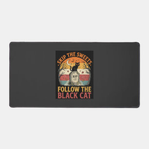 Halloween Haunted Black Cat Mischief Desk Mat