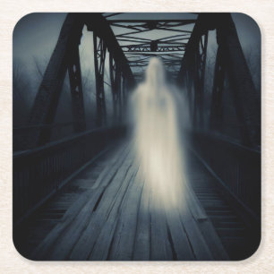 Halloween - Haunted Bridge 3 Square Paper Coaster