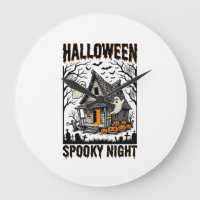 Halloween Haunted Cabin Scary Night Vintage Art