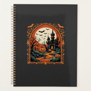 Halloween Haunted Castle Pumpkin Moon Vector Art Planner