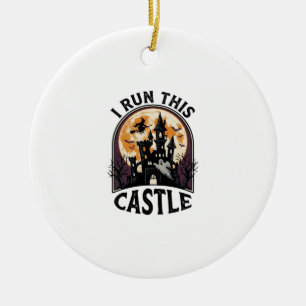 Halloween Haunted Castle Witch Moon Vintage Shirt_ Ceramic Tree Decoration