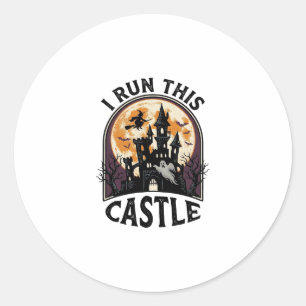 Halloween Haunted Castle Witch Moon Vintage Shirt_ Classic Round Sticker