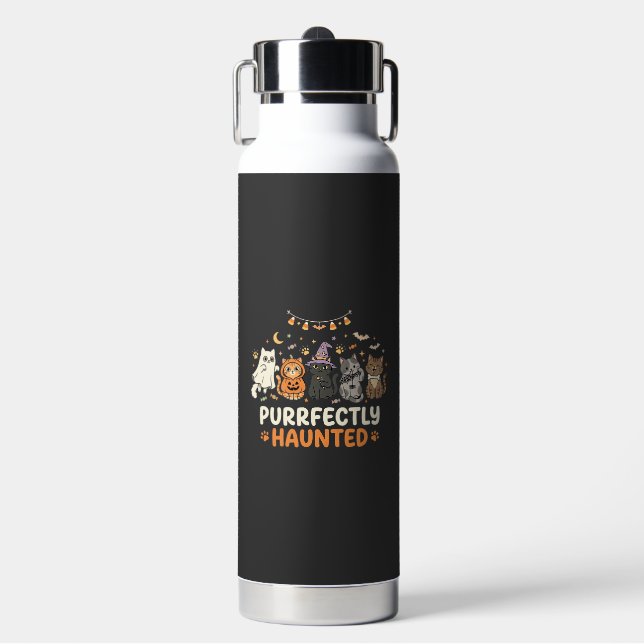 Halloween Haunted Cat Crew Water Bottle (Front)