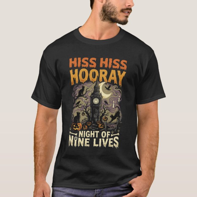Halloween Haunted Cat Gathering T-Shirt (Front)