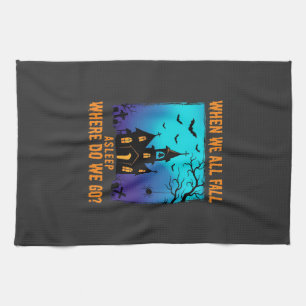 Halloween Haunted Church Where Do We Go Tea Towel
