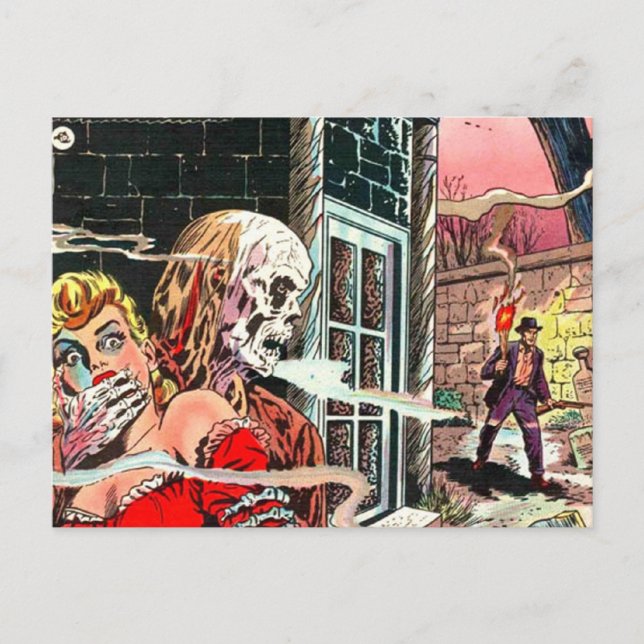 Halloween Haunted Comic Book Postcard (Front)