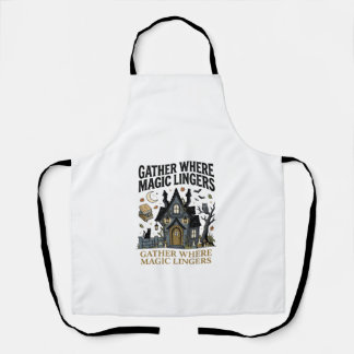 Halloween Haunted Cottage Gathering Apron