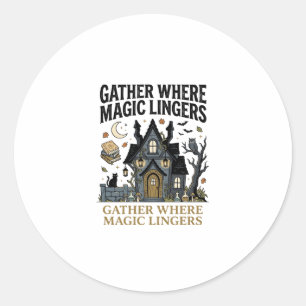 Halloween Haunted Cottage Gathering Classic Round Sticker