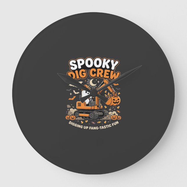 Halloween Haunted Dig Crew Large Clock (Front)