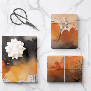 Halloween Haunted Forest Costume and Cocktail Wrapping Paper Sheet