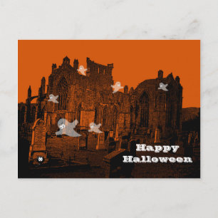 Halloween Haunted Ghostly Cemetery Graveyard Postcard