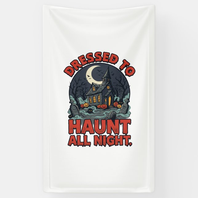Halloween Haunted Graveyard Costume Night Banner (Vertical)