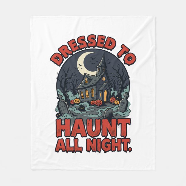 Halloween Haunted Graveyard Costume Night Fleece Blanket (Front)