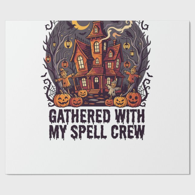 Halloween Haunted Harvest Gathering Wrapping Paper (Flat)