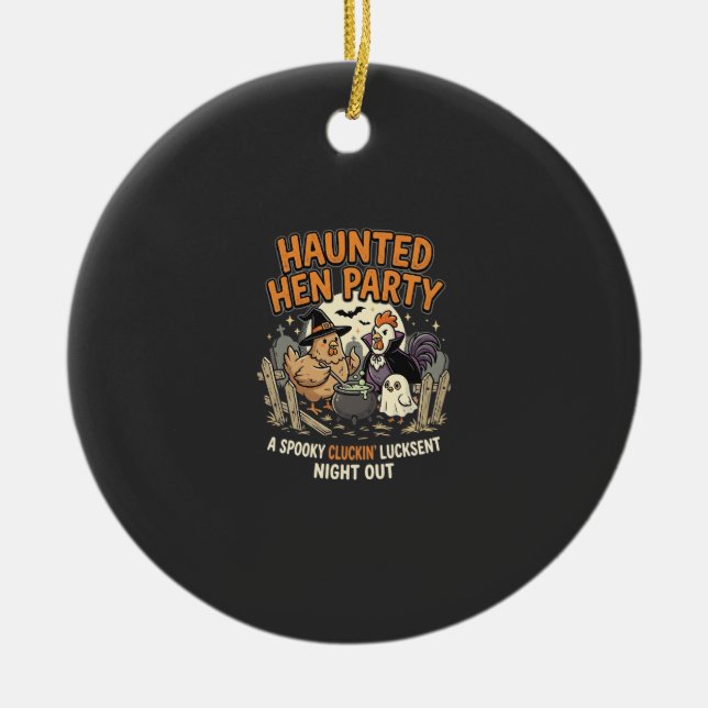 Halloween Haunted Hen Party Ceramic Tree Decoration (Front)