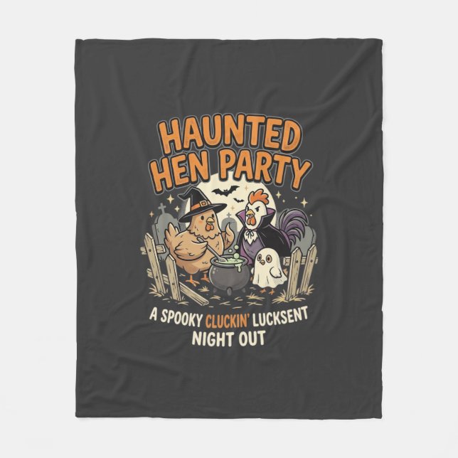 Halloween Haunted Hen Party Fleece Blanket (Front)